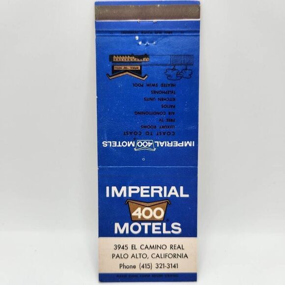 Vintage Matchbook Imperial 400 Motels El Camino Real Palo Alto California 1940s - Picture 1 of 2